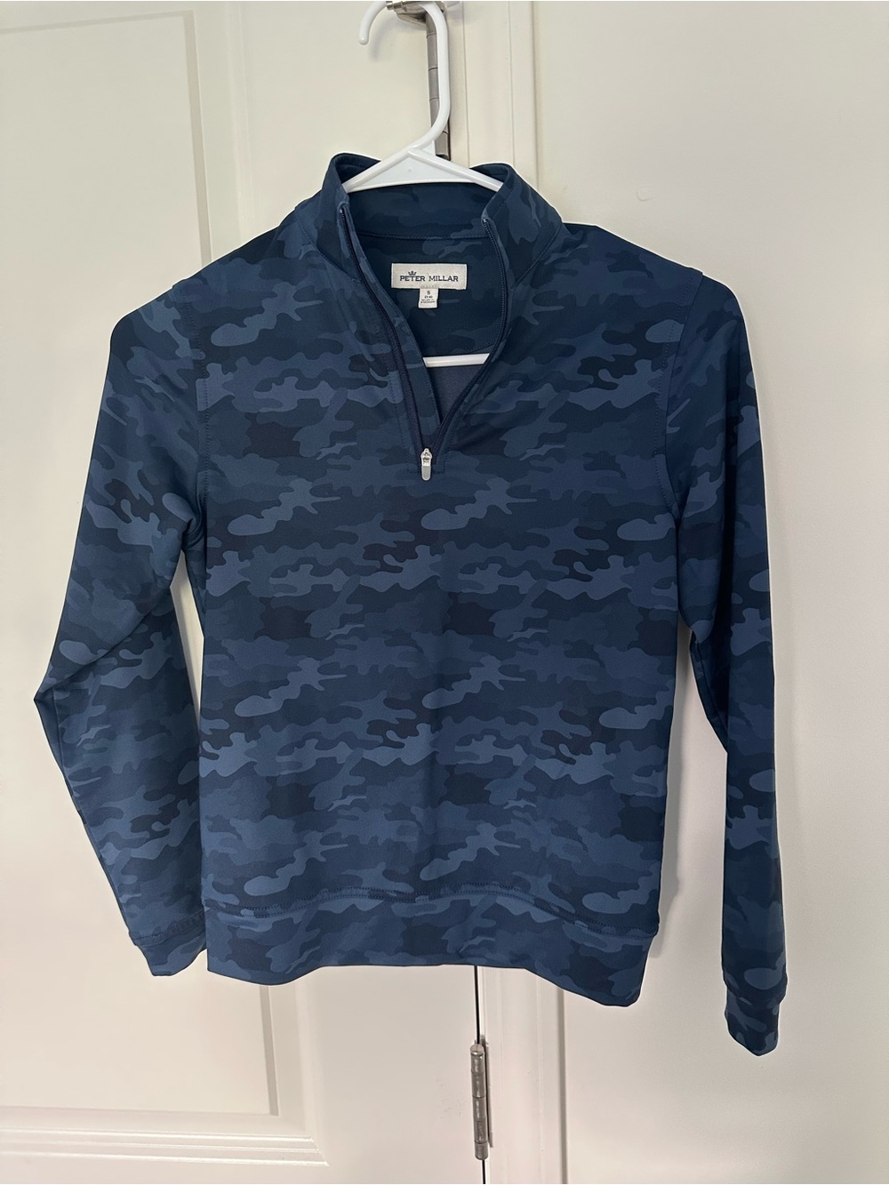 Peter Millar Blue Navy Camo Quarter-Zip Pullover